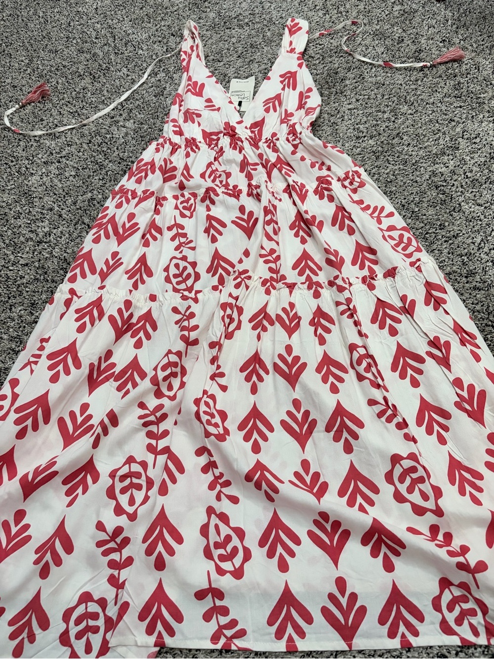 White Maxi Dress with Coral Floral Print